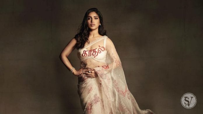 Bhumi Pednekar Saree Featuring Love Motifs