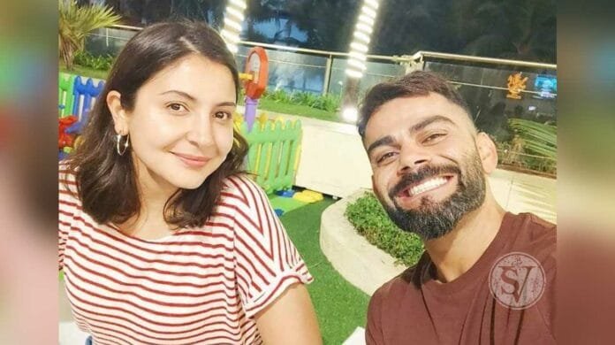 Virat and Anushka pose in Vamika's playpen