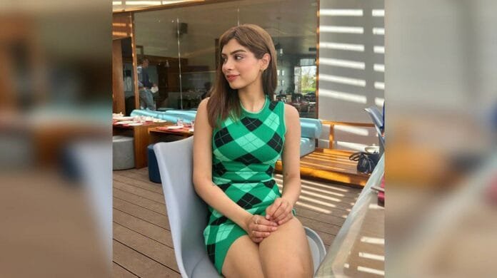 Kushi Kapoor in Green Bodycon Dress