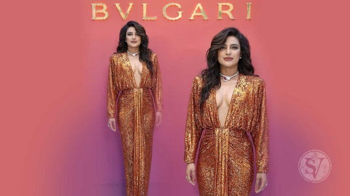 Priyanka Chopra Copper gown