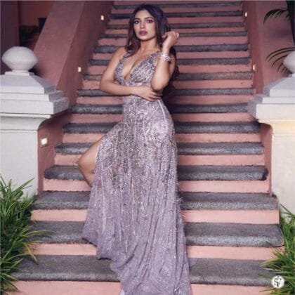 Bhumi in Lavender Gown